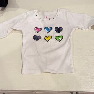 White Kids Shirt with Colorful Heart Design
